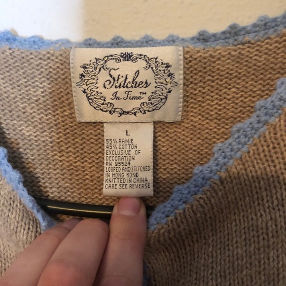 Stitches in Time|‎ Vintage Cardigan w/ Market Scene 3D Knit Art to Wear - Picture 7 of 8